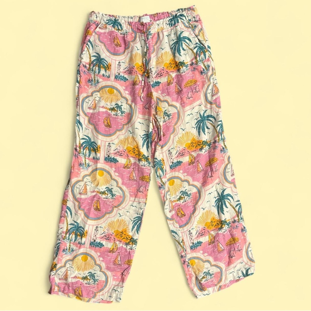 Cynthia Rowley Beach Print Linen Pants